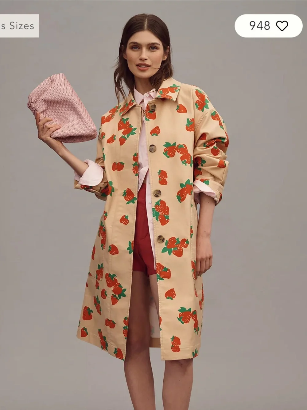 Maeve Strawberry Print Car Coat from Anthropologie Small - Picture 1 of 11